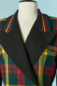 Double-breasted Tartan jacket with black sleeve ESCADA by Margaretha Ley