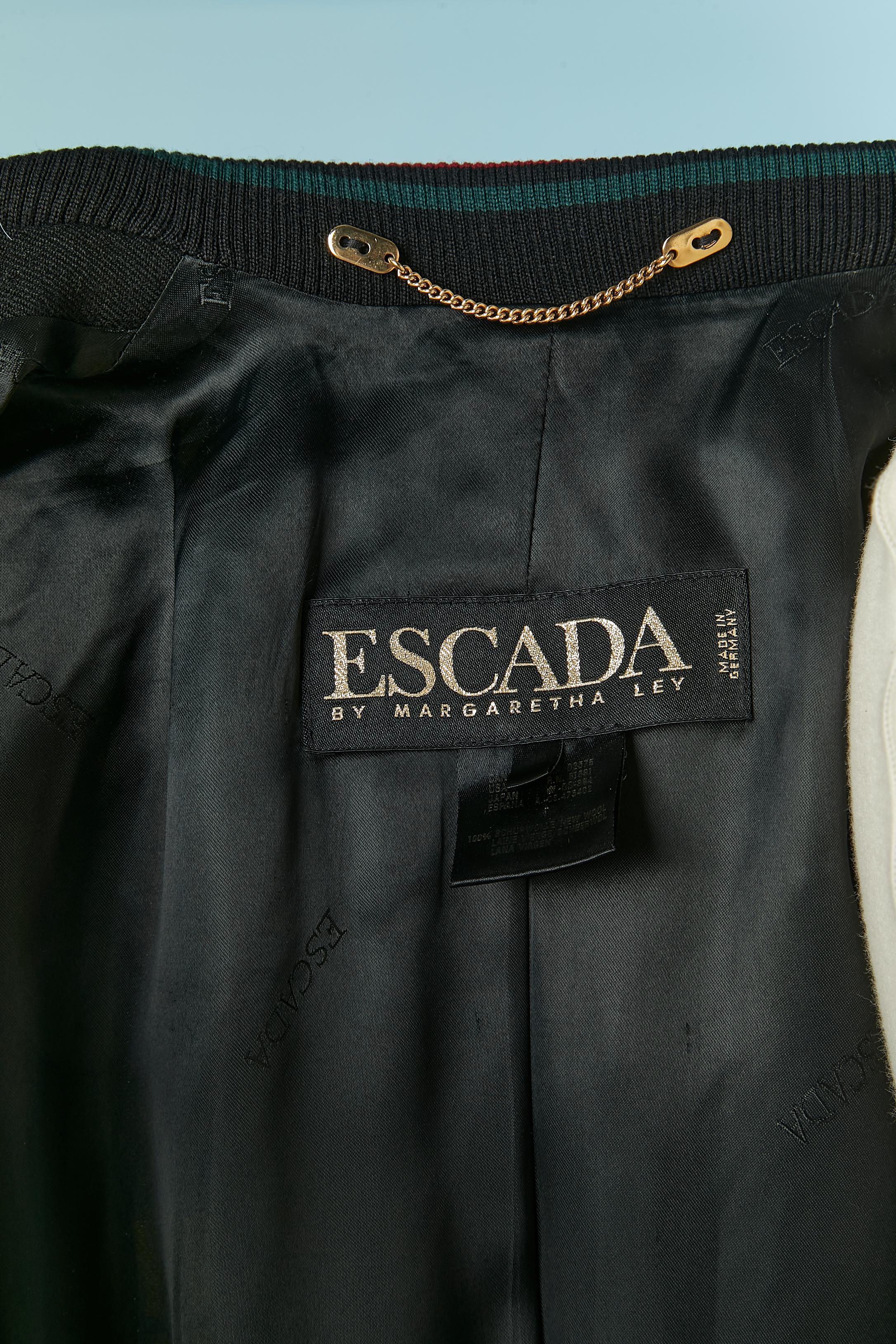 Double-breasted Tartan jacket with black sleeve ESCADA by Margaretha Ley For Sale 3