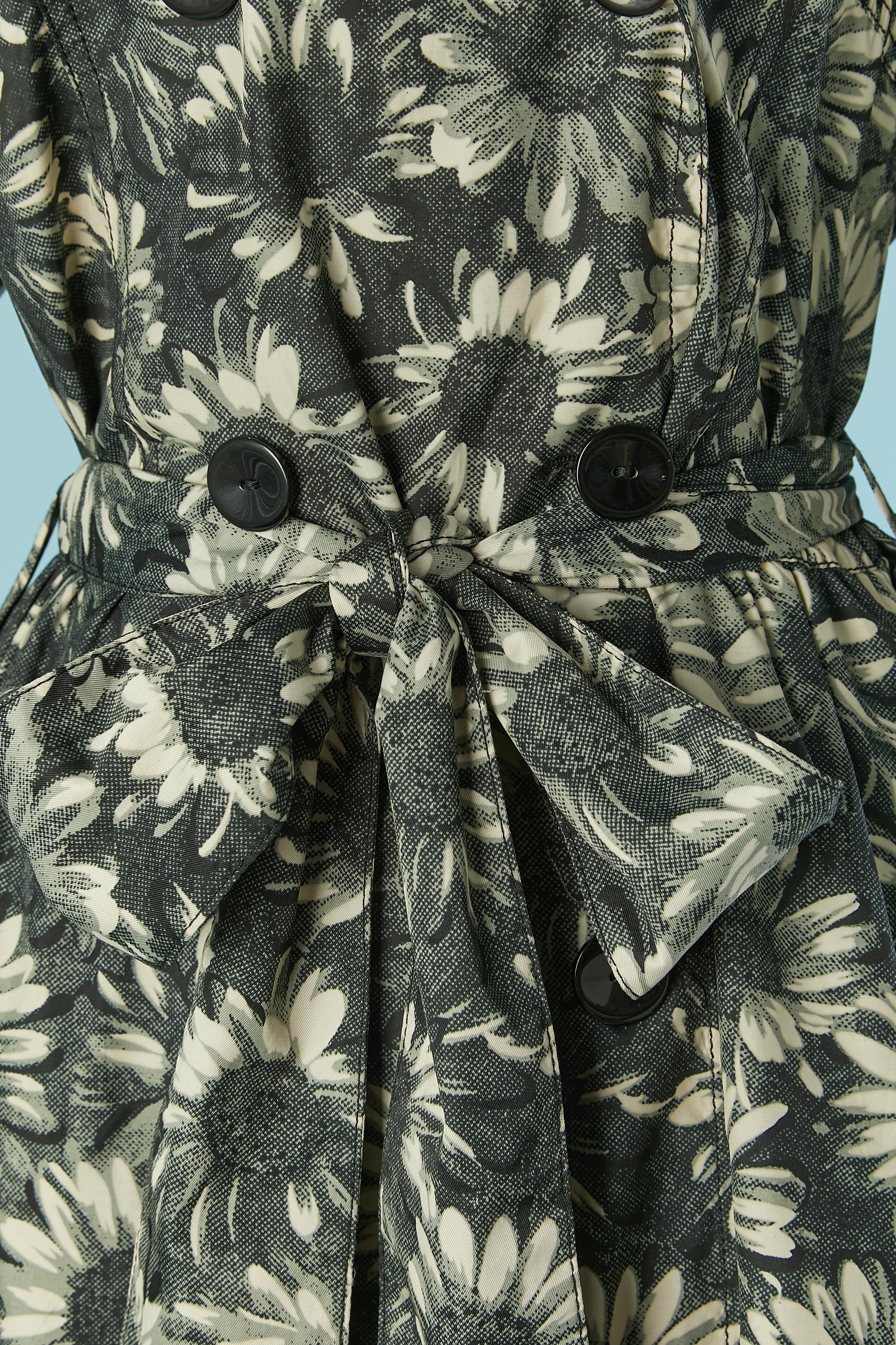 Black Double breasted trench-coat with flower print RED Valentino For Sale