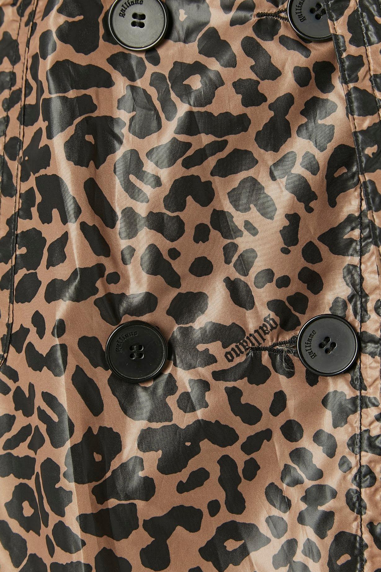 Black Double breasted trench-coat with leopard print Galliano For Sale
