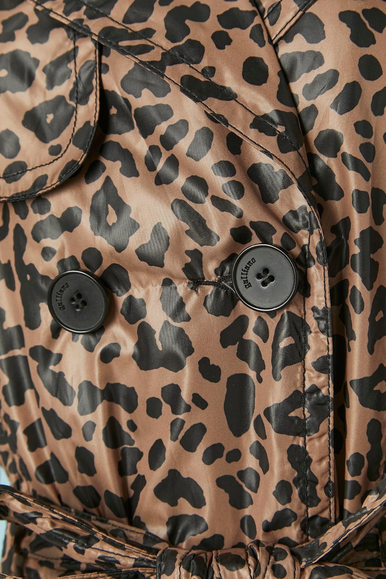 Double breasted trench-coat with leopard print Galliano In Excellent Condition For Sale In Saint-Ouen-Sur-Seine, FR