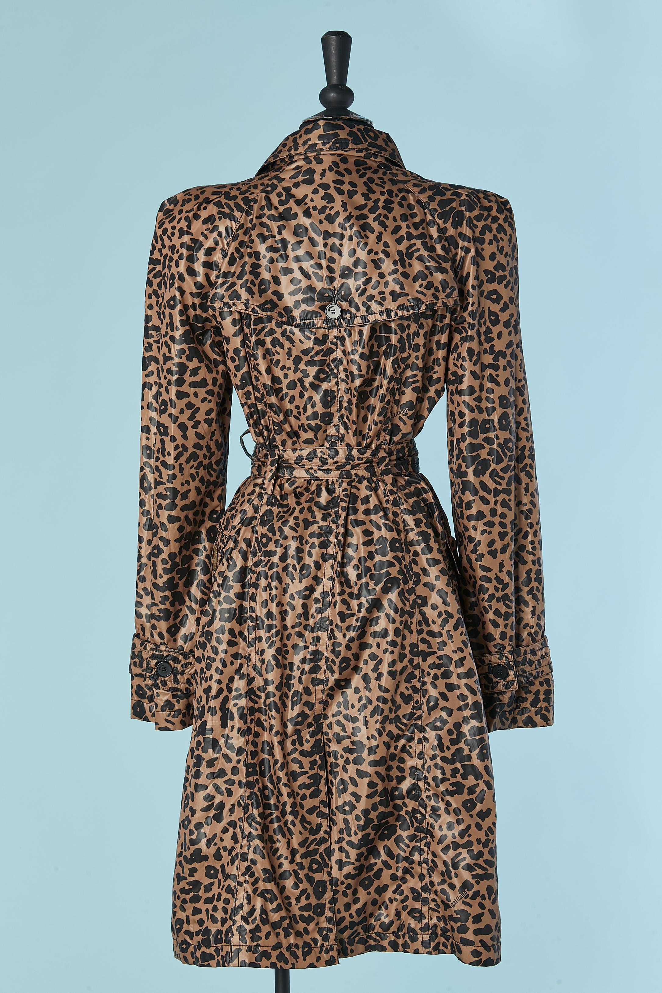 Double breasted trench-coat with leopard print Galliano For Sale 2