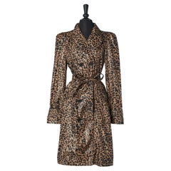 Trench doppiopetto con stampa leopardata Galliano