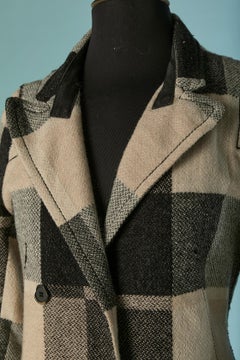 Double breasted wool coat with check pattern MARITHE FRANCOIS GIRBAUD