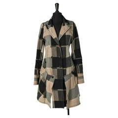 Double breasted wool coat with check pattern MARITHE FRANCOIS GIRBAUD