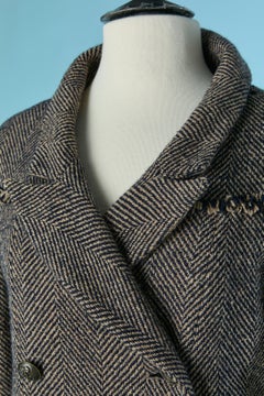 Double breasted wool coat with chevron pattern CHANEL
