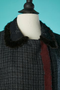 Double-breasted wool coat with mink collar Prada