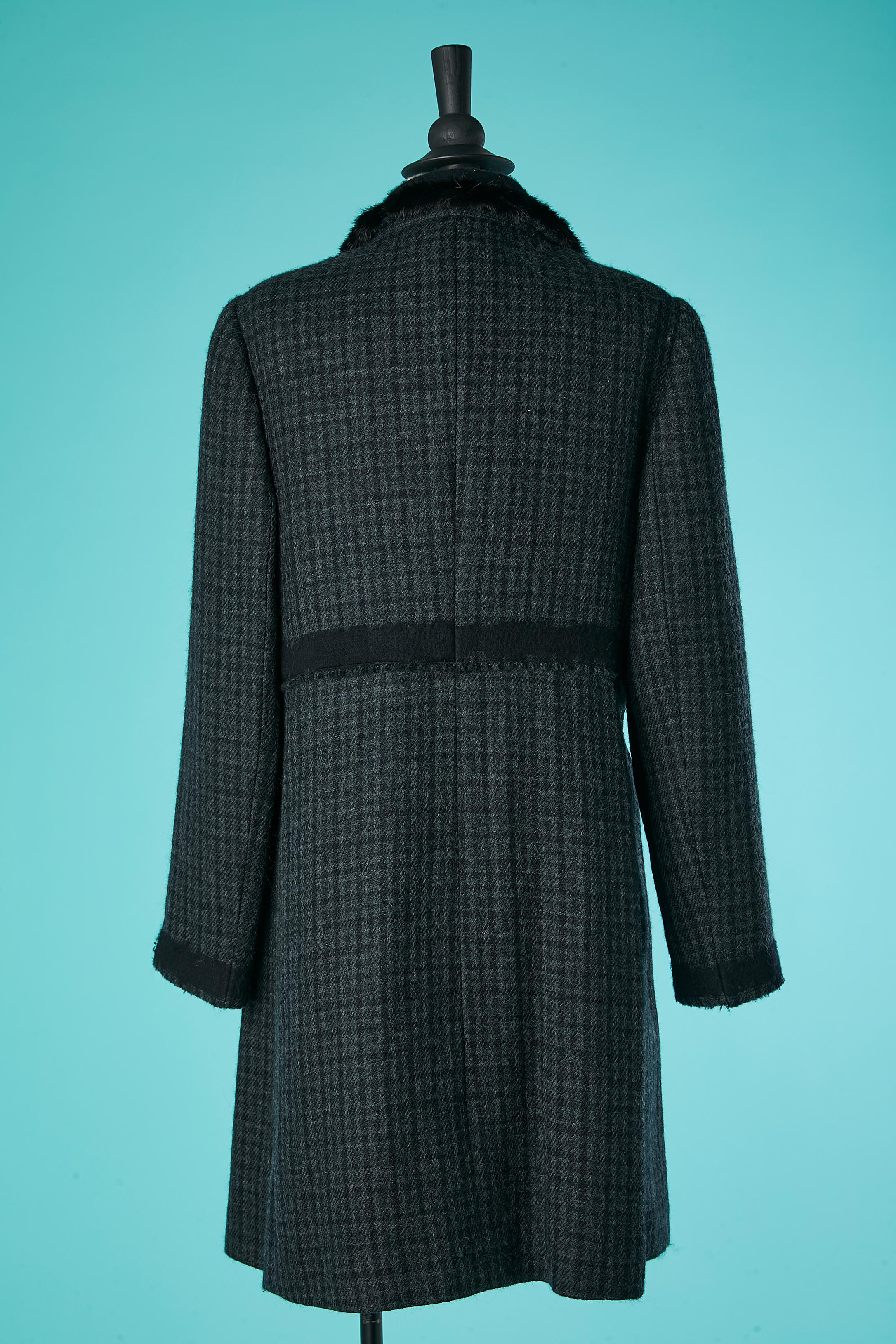 Women's Double-breasted wool coat with mink collar Prada  For Sale