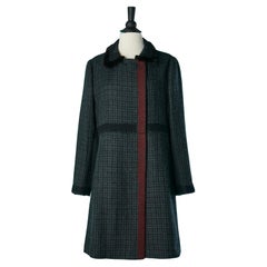 Manteau en laine à double boutonnage et col en vison Prada 
