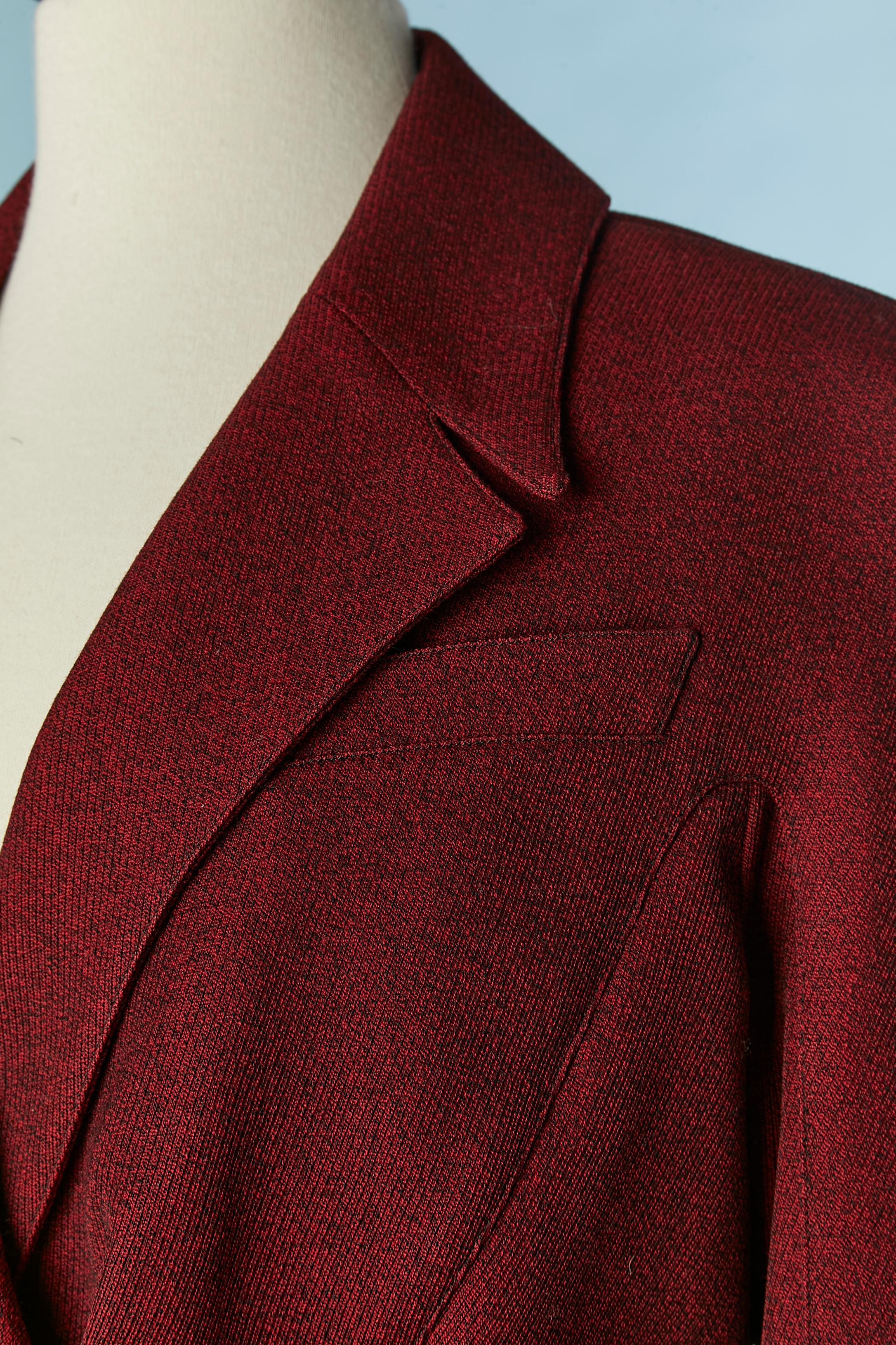 Veste en laine chinée rouge et noire à double boutonnage et manches raglan Thierry Mugler  Excellent état - En vente à Saint-Ouen-Sur-Seine, FR