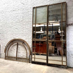 Double bronze glass door with transom 168×428 cm