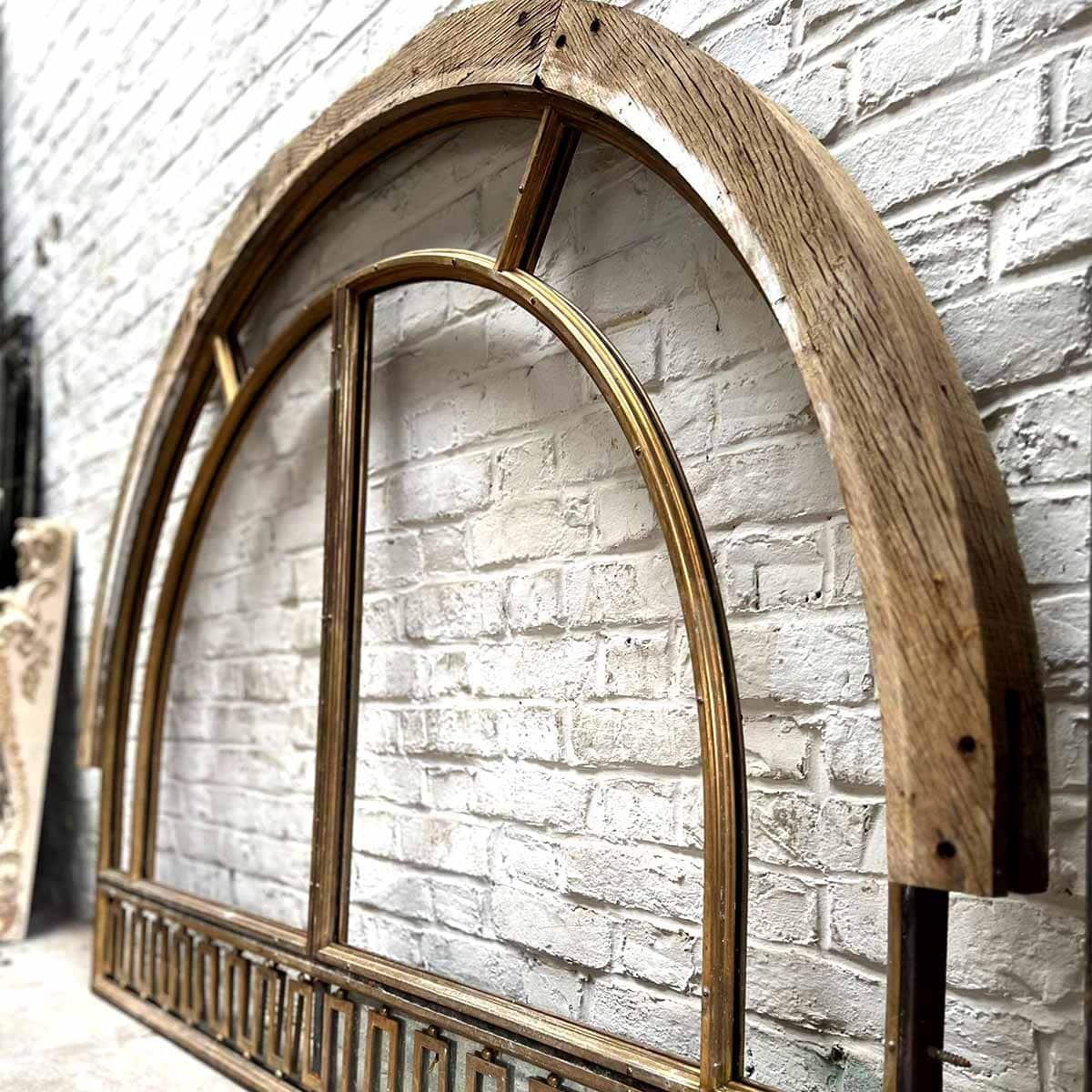 Francese Porta doppia in vetro bronzo con traverso 168×428 cm in vendita