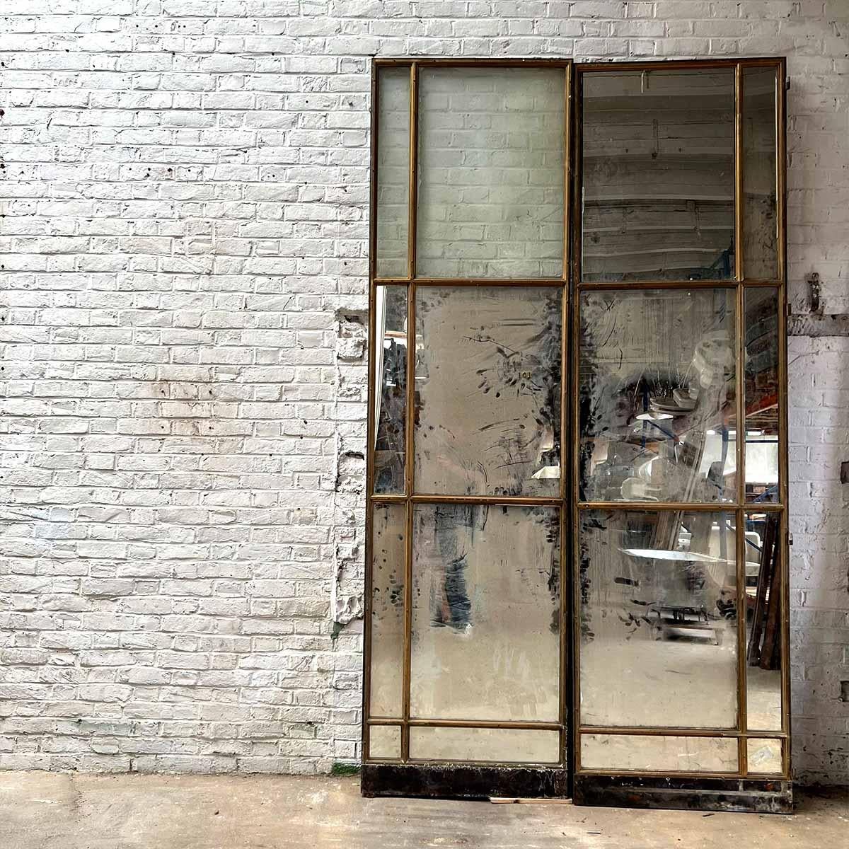 Porta doppia in vetro bronzo con traverso 168×428 cm In condizioni buone in vendita a TOURCOING, FR