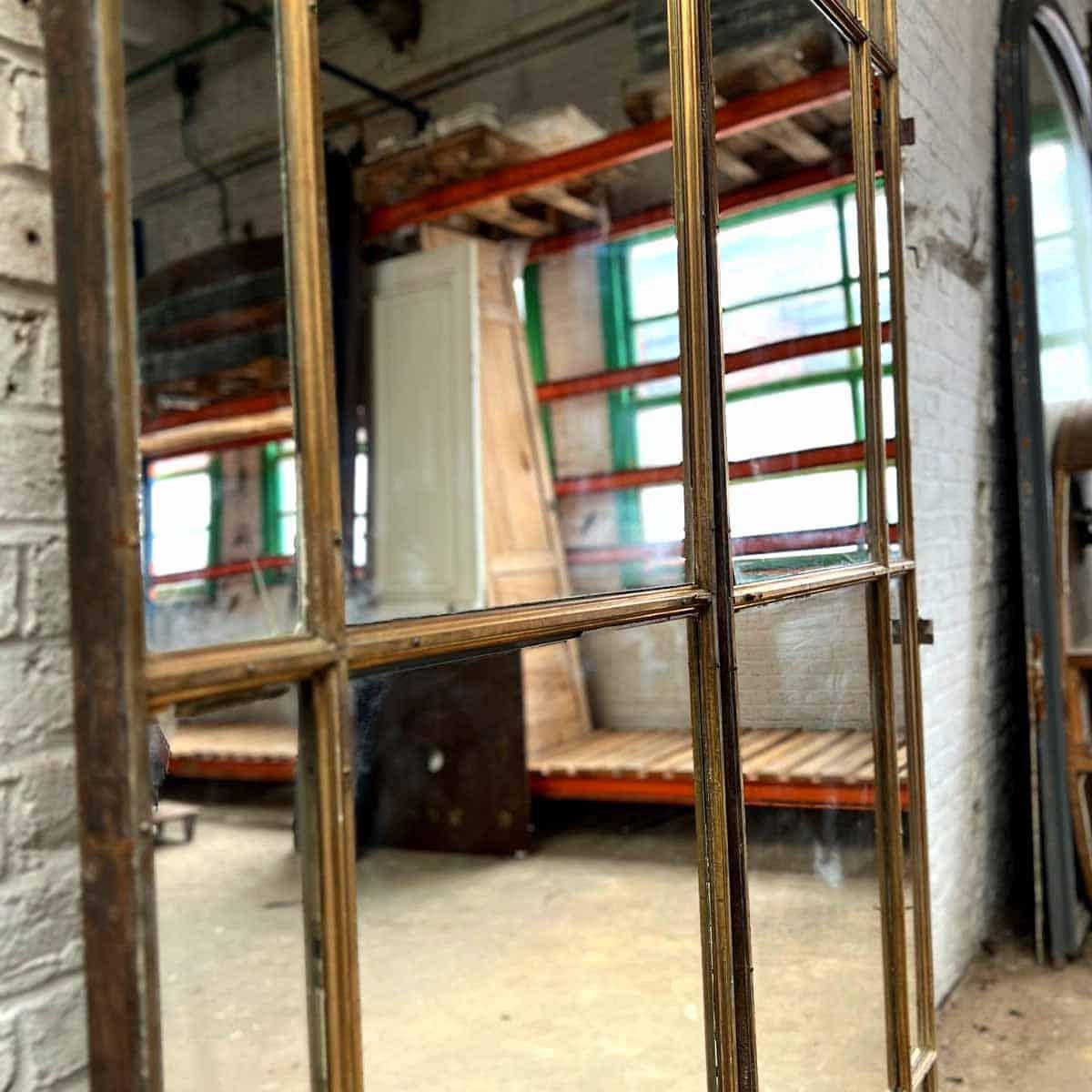 Inizio XX secolo Porta doppia in vetro bronzo con traverso 168×428 cm in vendita