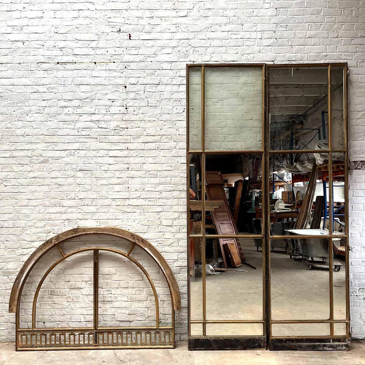 Bronzo Porta doppia in vetro bronzo con traverso 168×428 cm in vendita