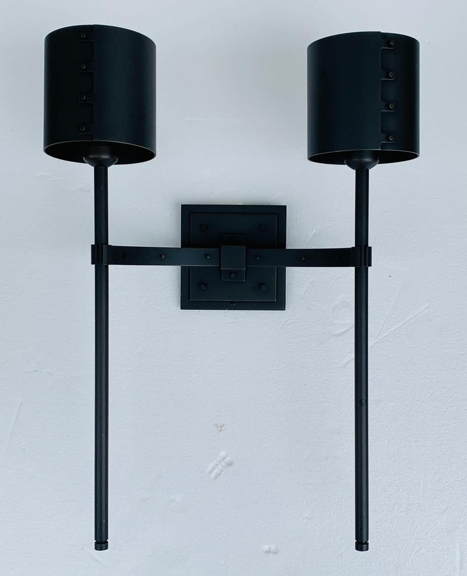 Post-Modern Double Bronze Sconce by Solis Betancourt for Holly Hunt
