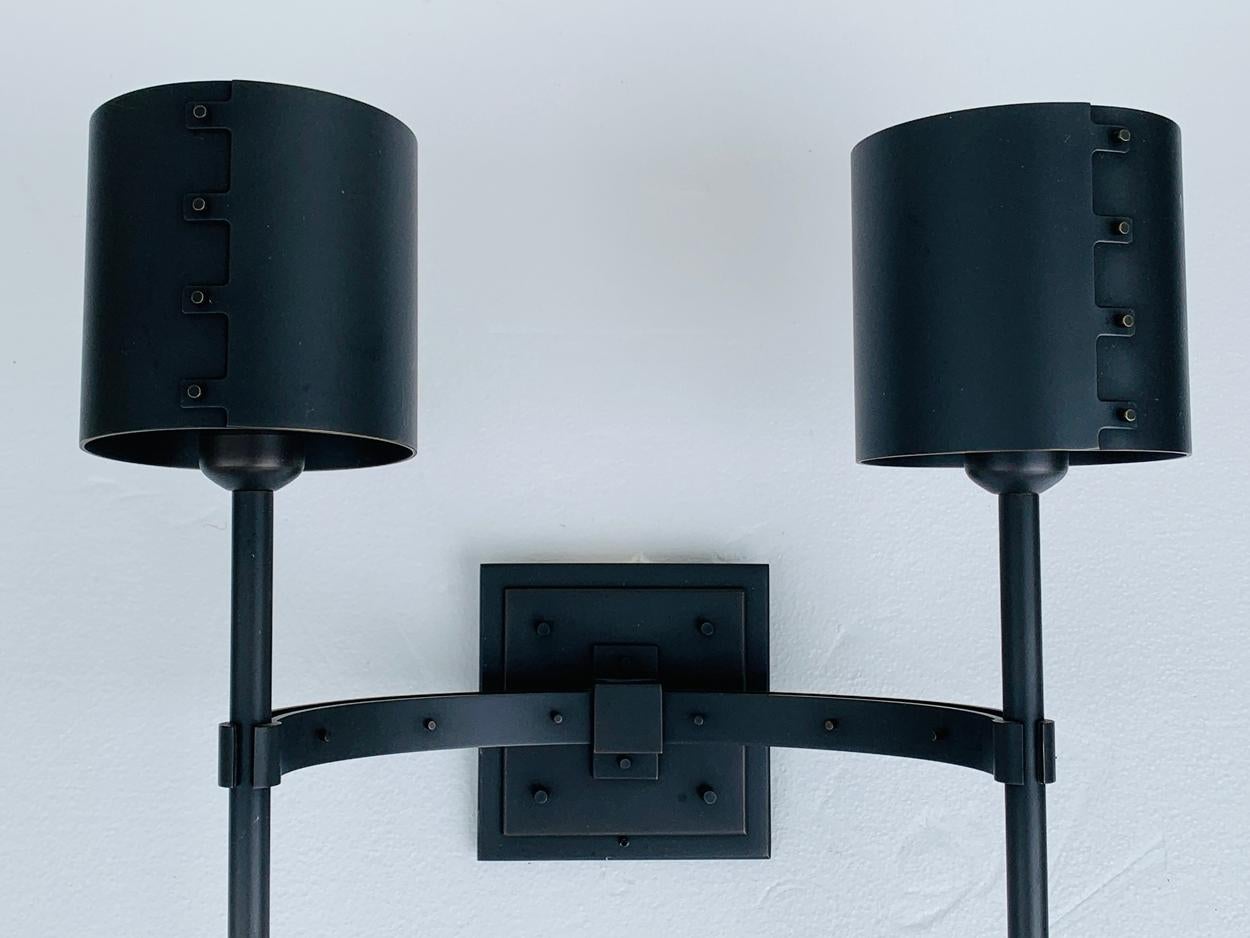 Post-Modern Double Bronze Sconce by Solis Betancourt for Holly Hunt For Sale