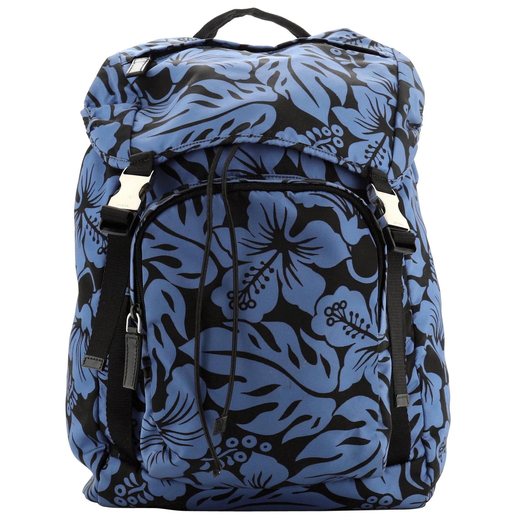 Double Buckle Backpack Printed Tessuto Large