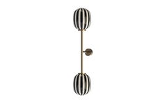 Double Bullseye Black and White Wall Sconce Light with Blown Glass and Brass