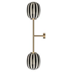 Double Bullseye Black and White Wall Sconce Light with Blown Glass and Brass