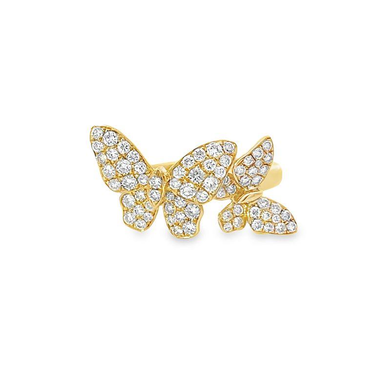 Introducing the stunning Diamond Butterfly Ring - a true masterpiece that is sure to take your breath away! This beautiful ring features a delicate butterfly design that captures the essence of nature's beauty and grace. The ring is made with the