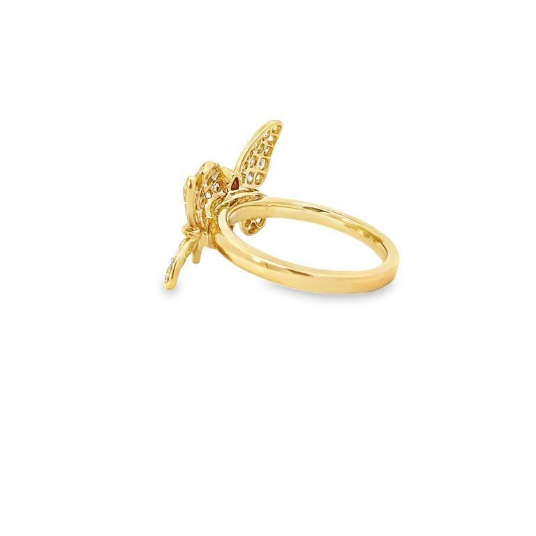 Double Butterfly Fashion Ring .85ct 18k YG For Sale 1