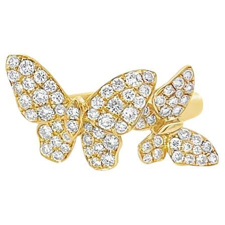 Double Butterfly Fashion Ring .85ct 18k YG For Sale