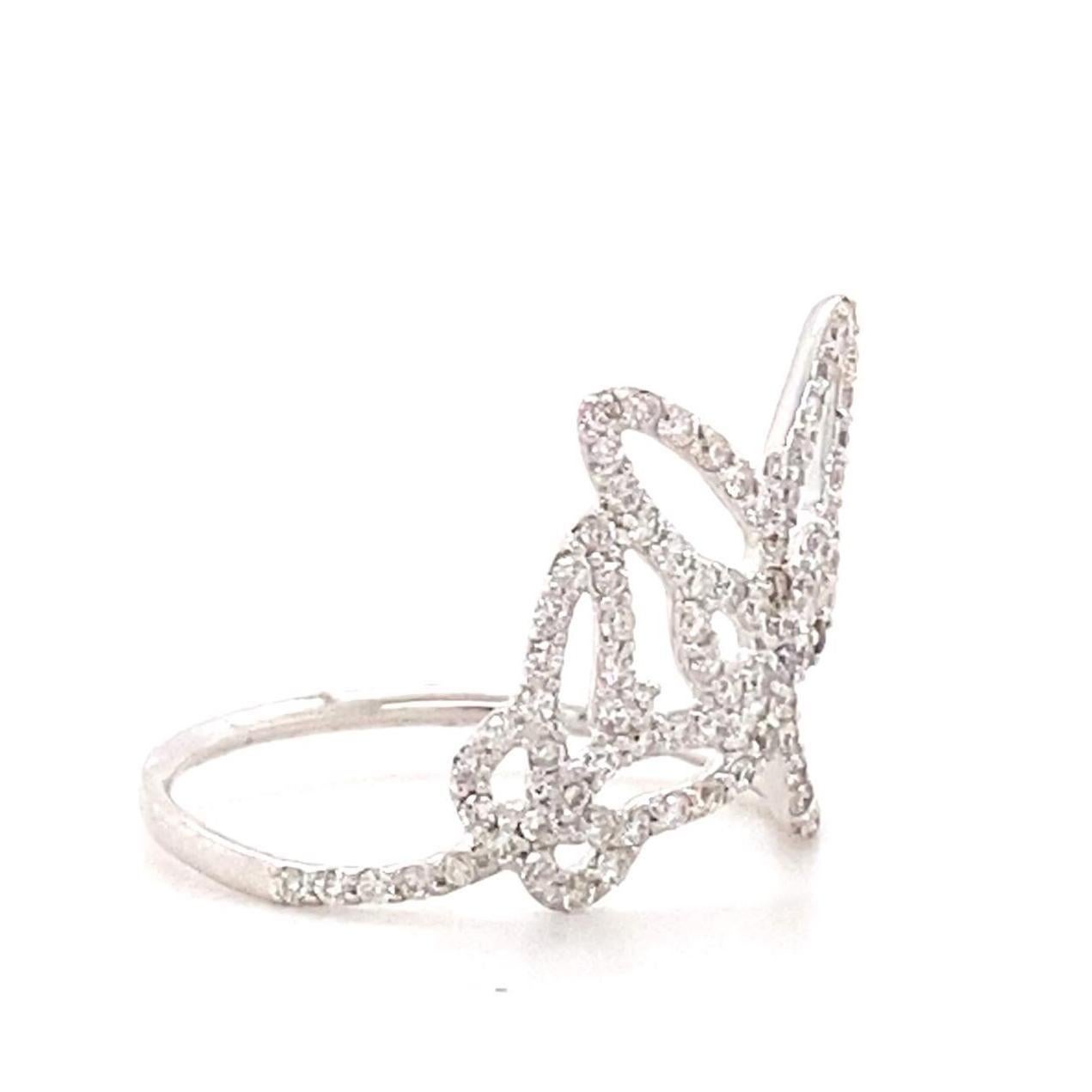 Anello con doppio diamante naturale a farfalla in oro massiccio 14K (certificato) In condizioni Nuovo in vendita a New Delhi, DL