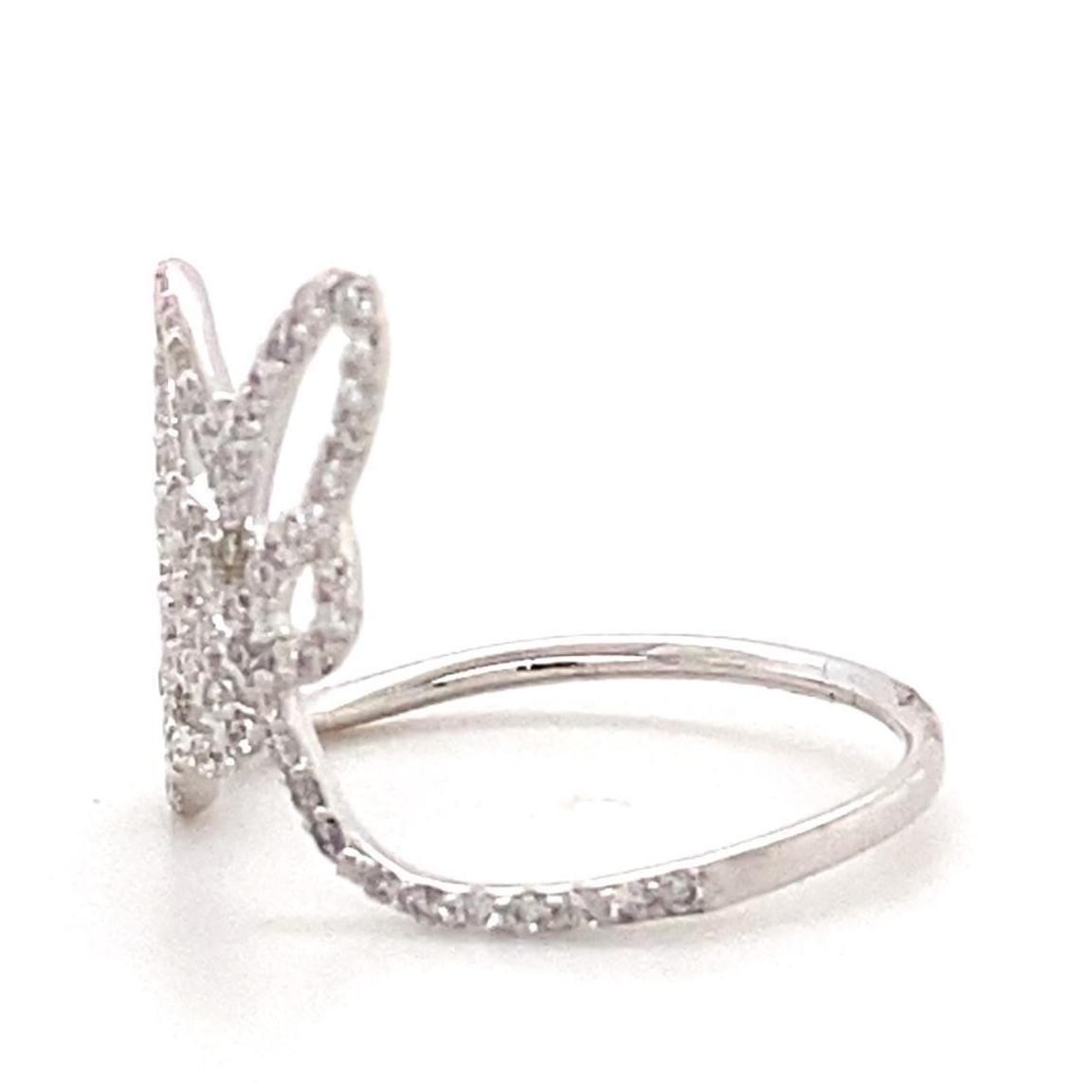 Donna Anello con doppio diamante naturale a farfalla in oro massiccio 14K (certificato) in vendita