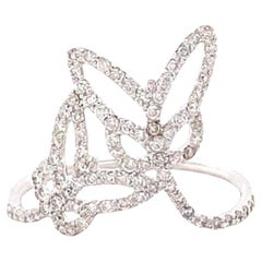 Anello con doppio diamante naturale a farfalla in oro massiccio 14K (certificato)