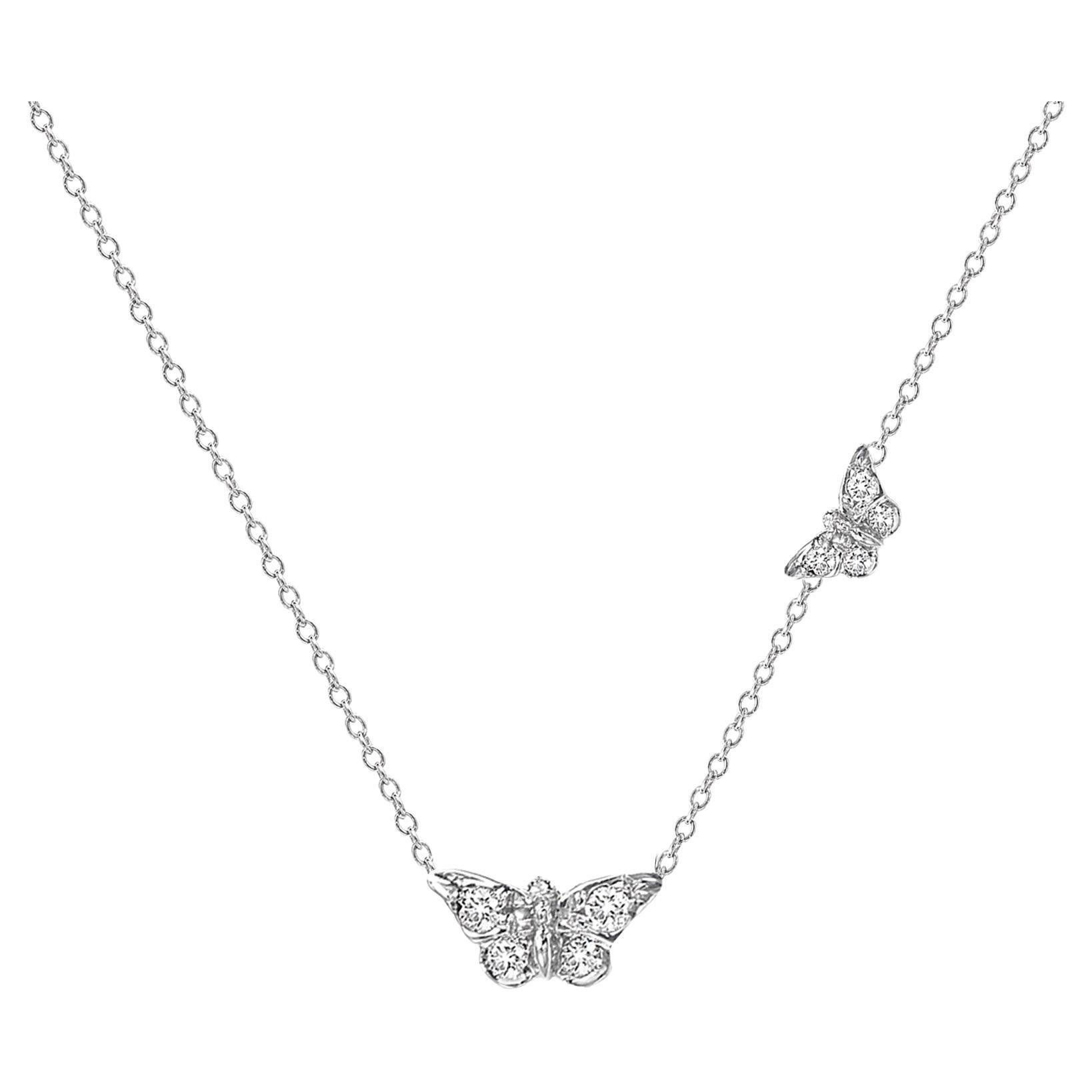 Platinum Double Butterfly Necklace