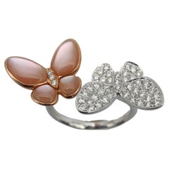 Double Butterfly Pink Nacre Diamond Ring