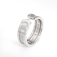 Double C Cartier Logo Ring c2000 Estate 18k White Gold Sz 6 Band Signed Vintage