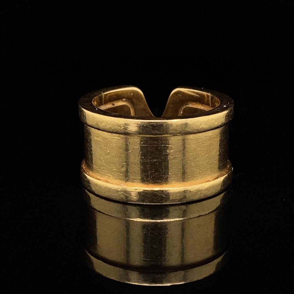 Retro Double C Cartier Logo Ring 18 Karat Yellow Gold, Circa 2000 For Sale