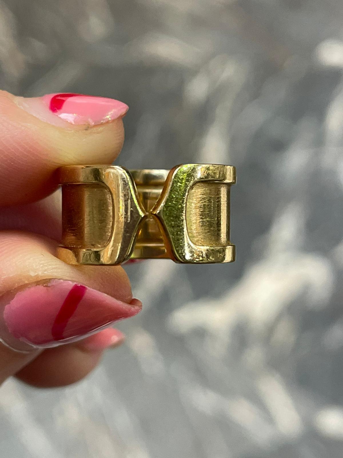 Women's Double C Cartier Logo Ring 18 Karat Yellow Gold, Circa 2000 For Sale