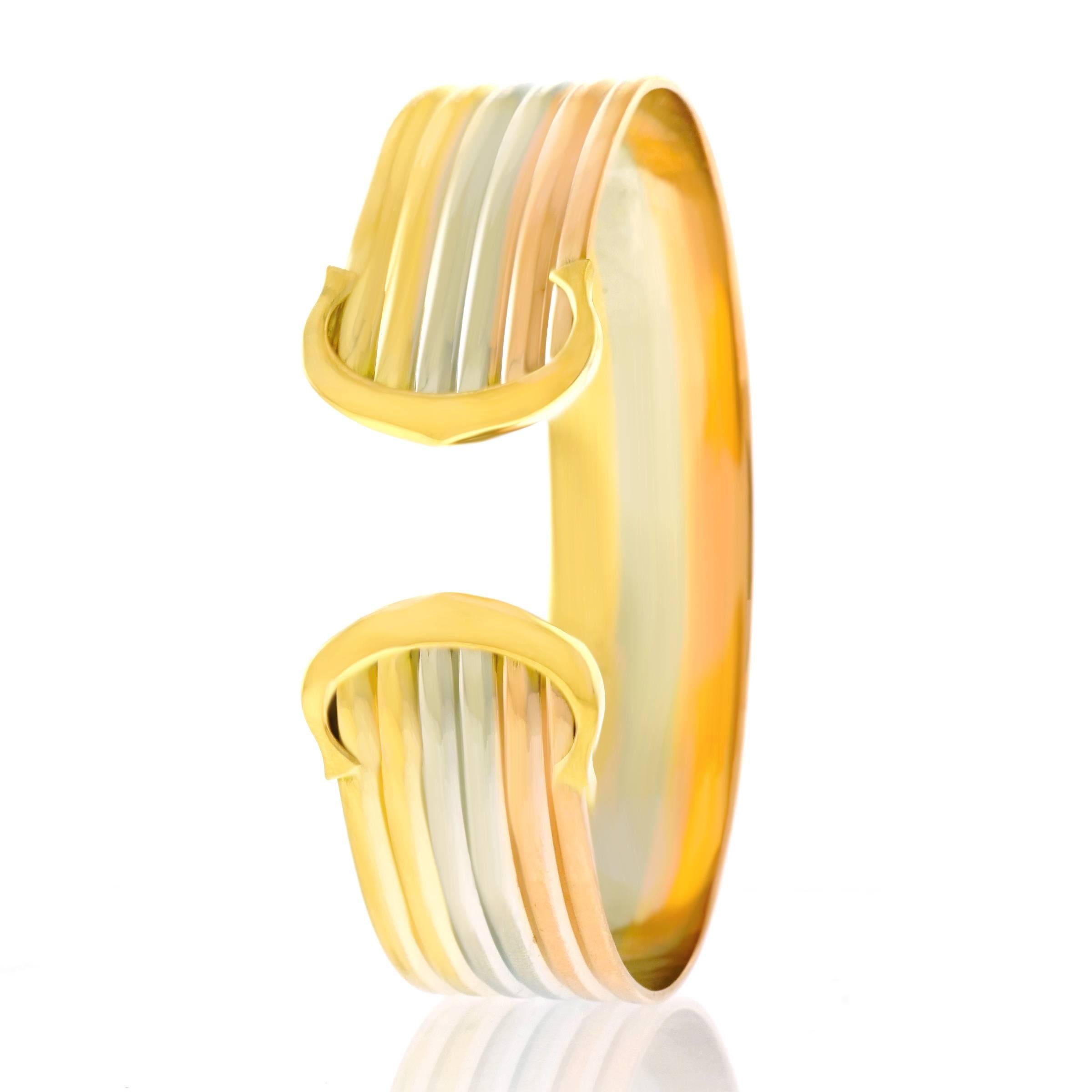 Double C de Cartier Logo Gold Cuff Bracelet 6