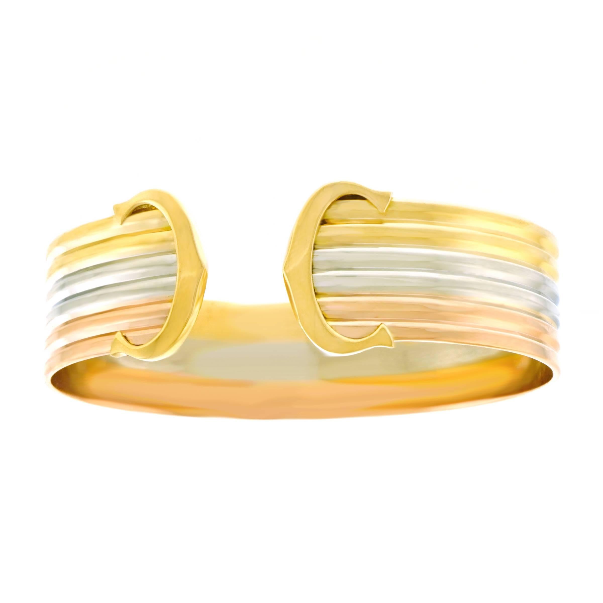 Double C de Cartier Logo Gold Cuff Bracelet