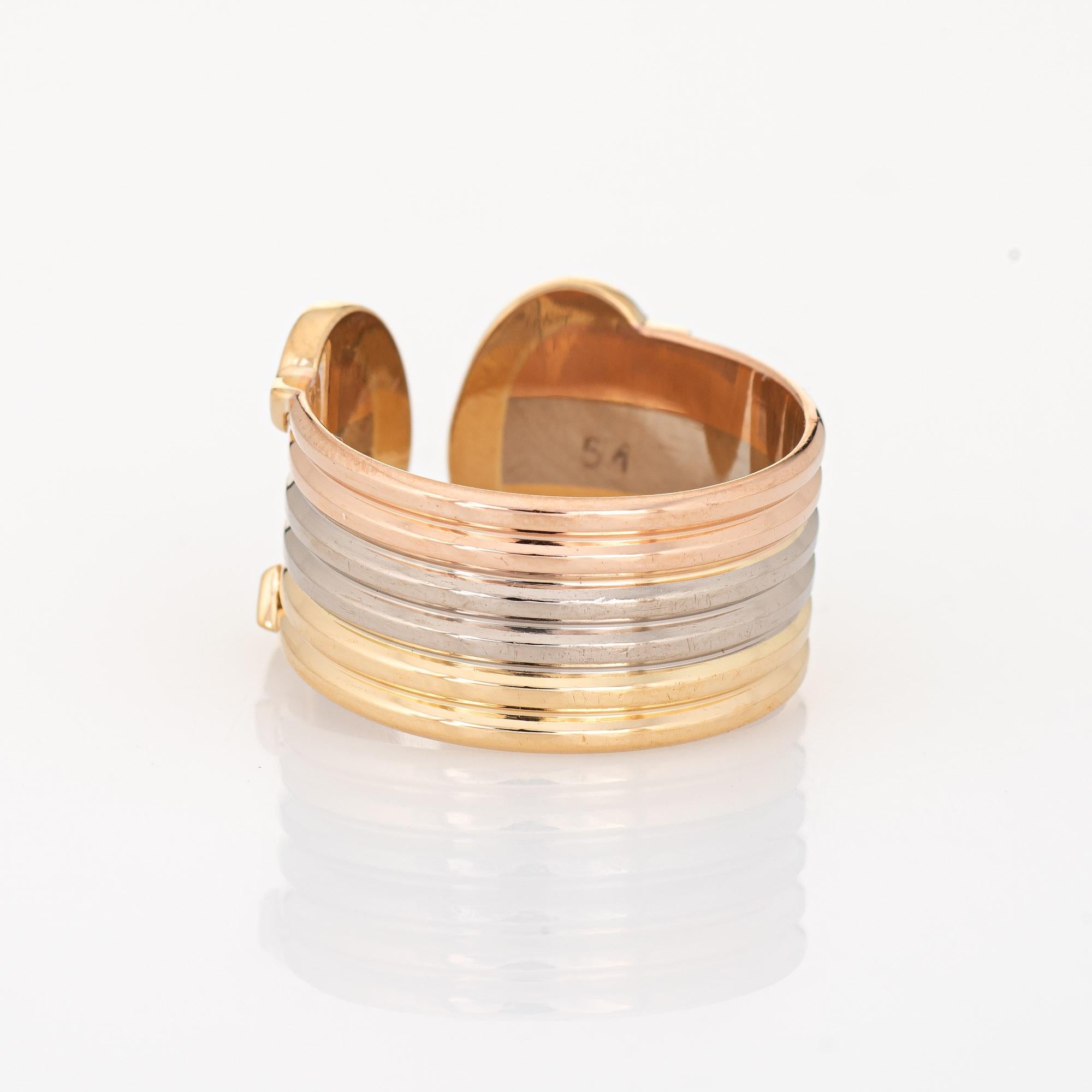  Bague Trinity vintage à double C de Cartier en or 18 carats avec anneau tricolore Pour femmes 