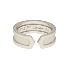 Vintage Cartier Double C Plain Ring in 18ct White Gold
