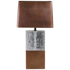 Antique Double C Table Lamp with Copper Shade, Crystal and Copper by Robert Kuo Handmade