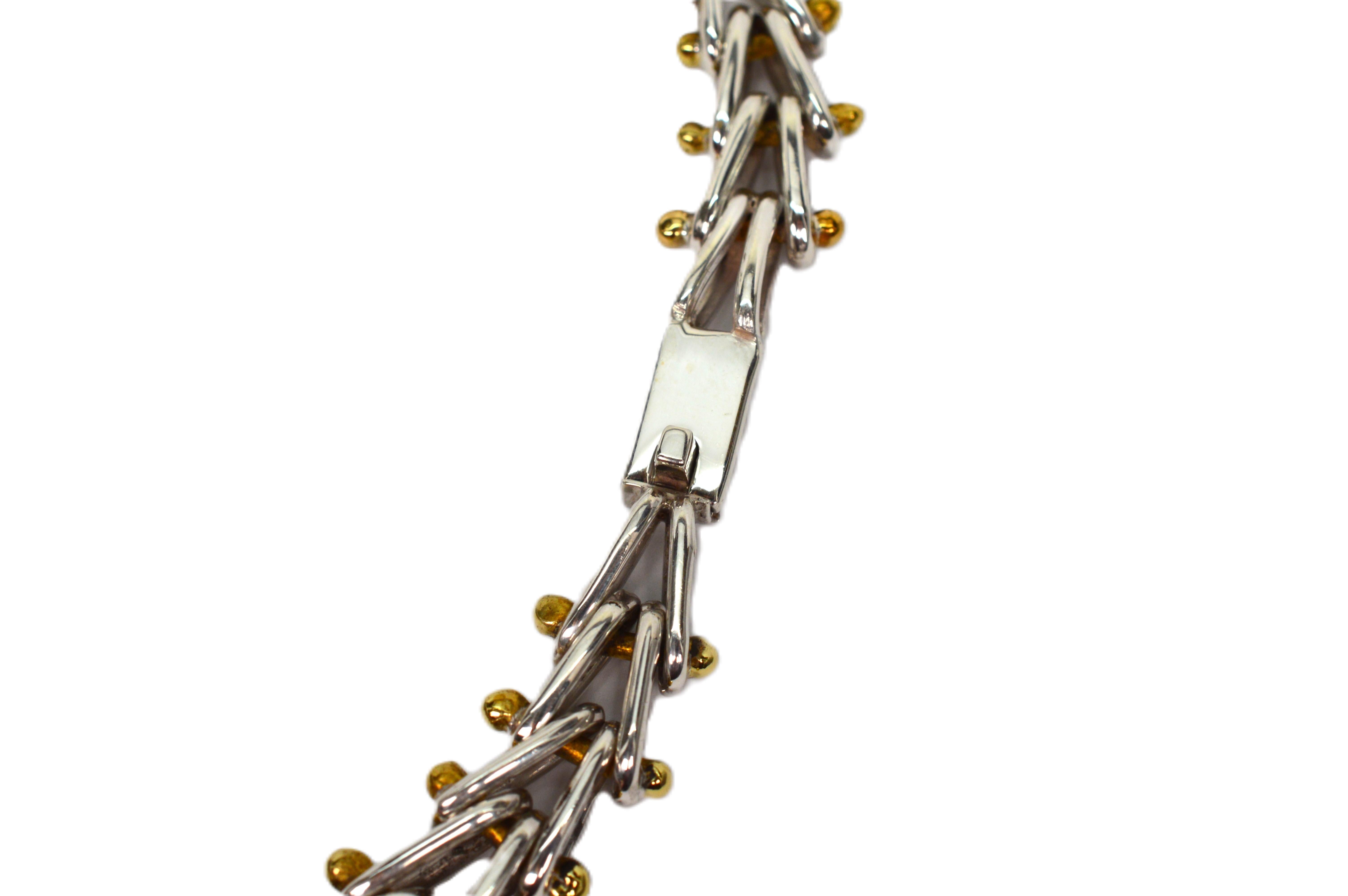Collana con collare a doppio cavo in argento 925 con accenti in ottone in vendita 1