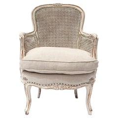 Double Caned Hand Carved French Armchair