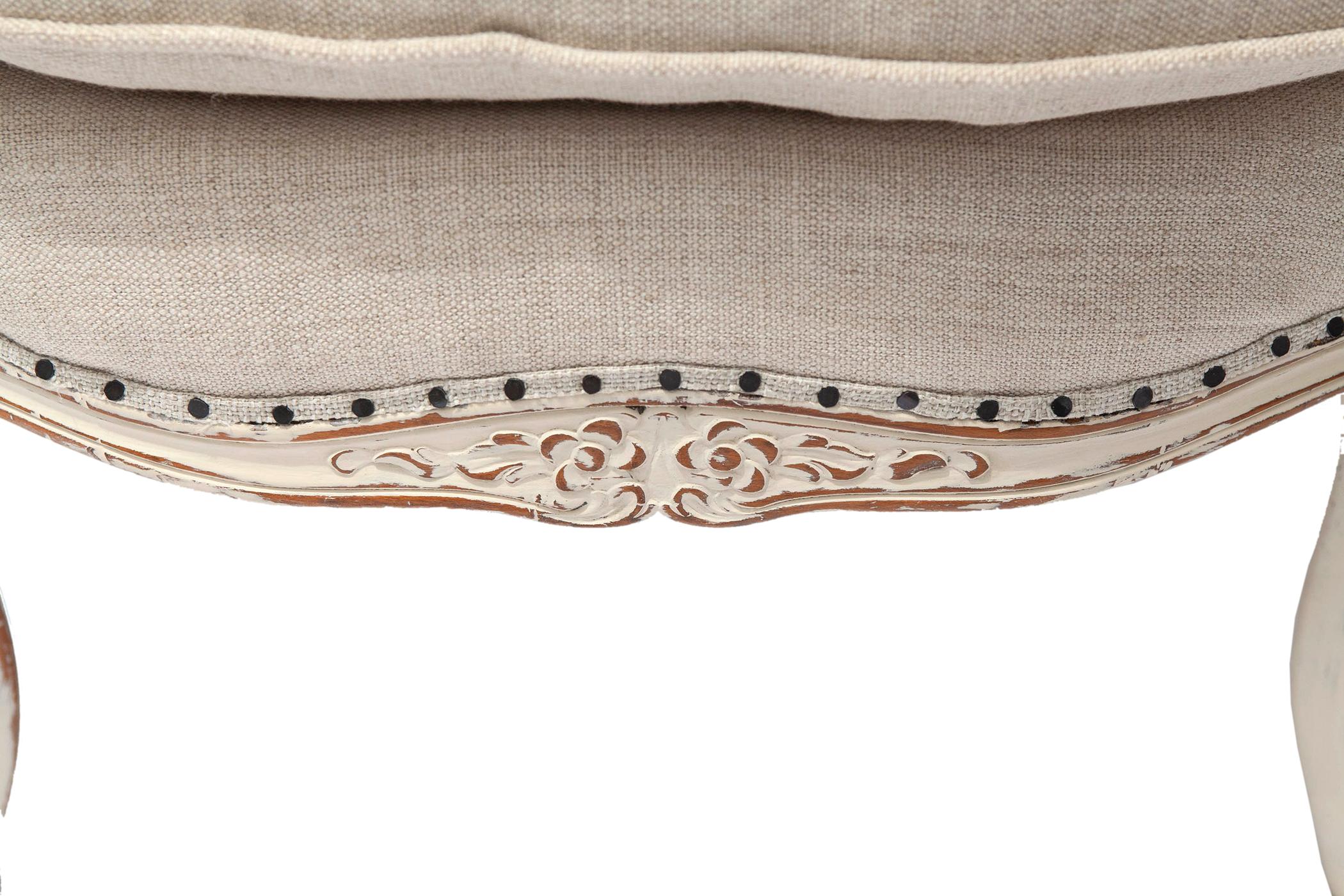 Hand-Carved Double Caned Hand Carved French Armchair