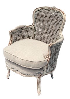 Double Caned Hand Carved French Armchair