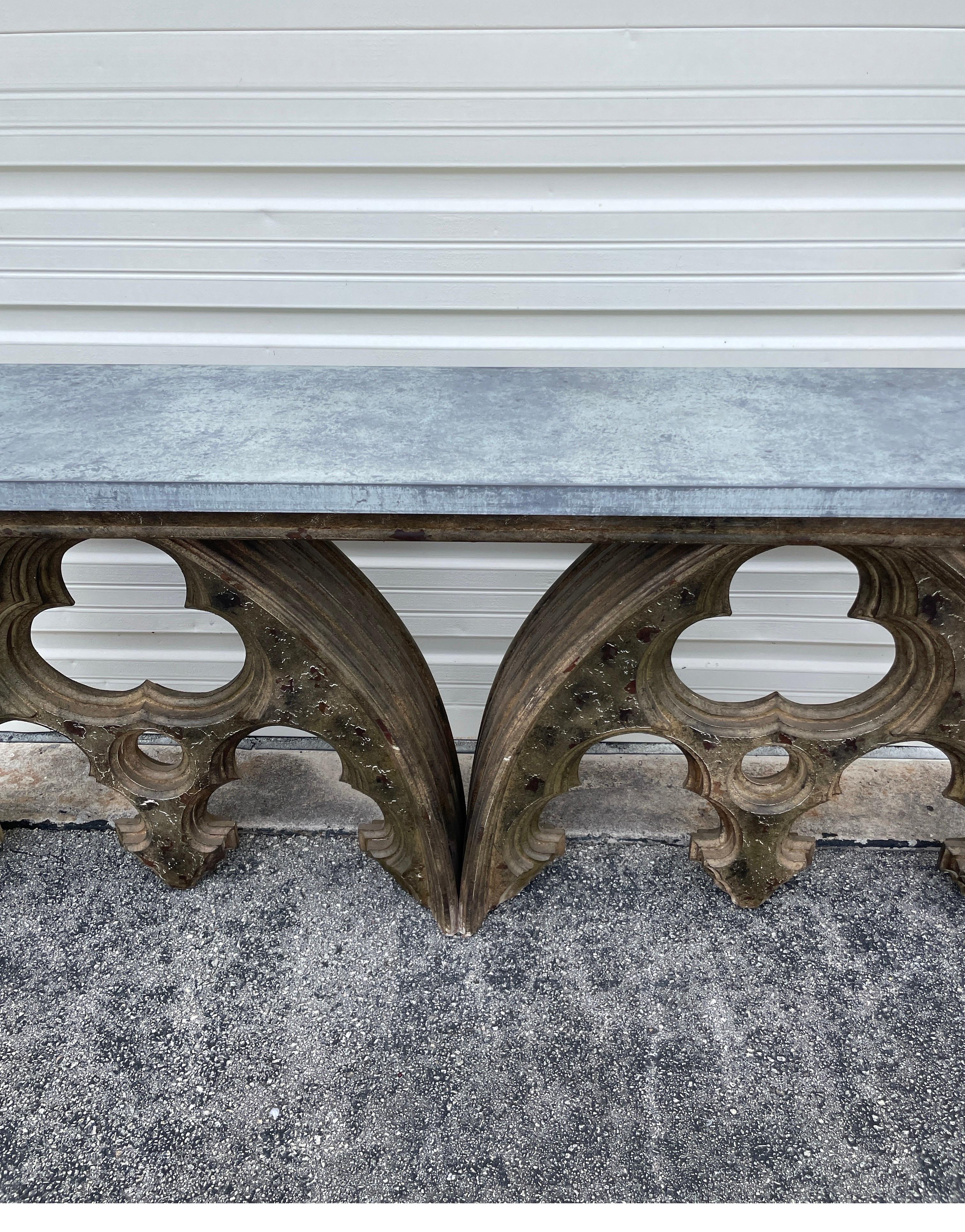Double Cathedral Arched Console Table For Sale 3