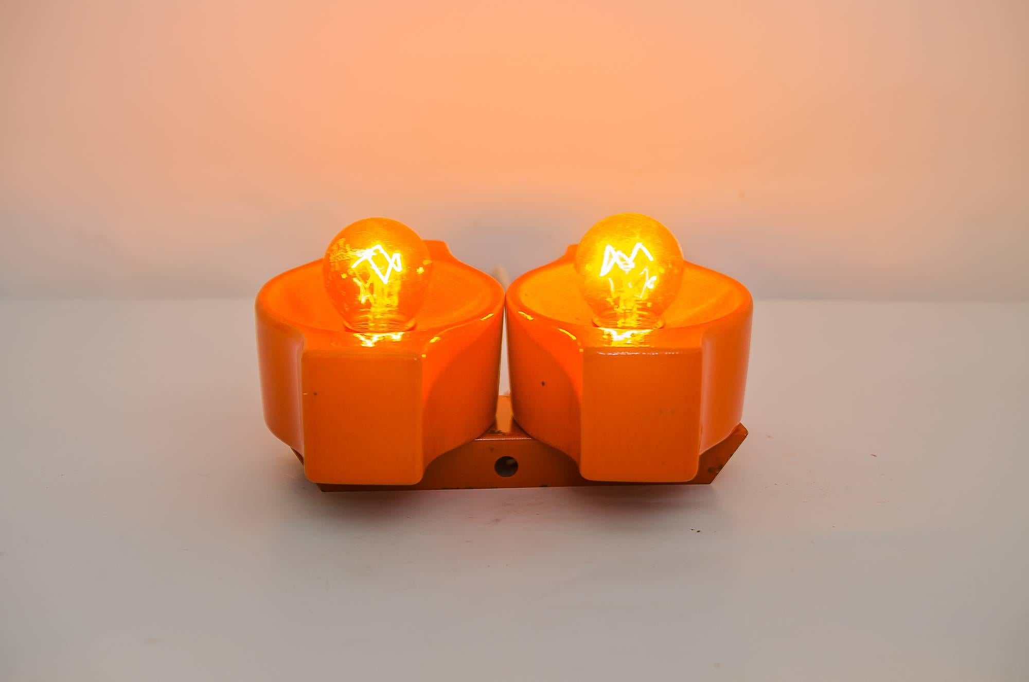 Mid-Century Modern Double Ceramic Lamp with Light Bulbs