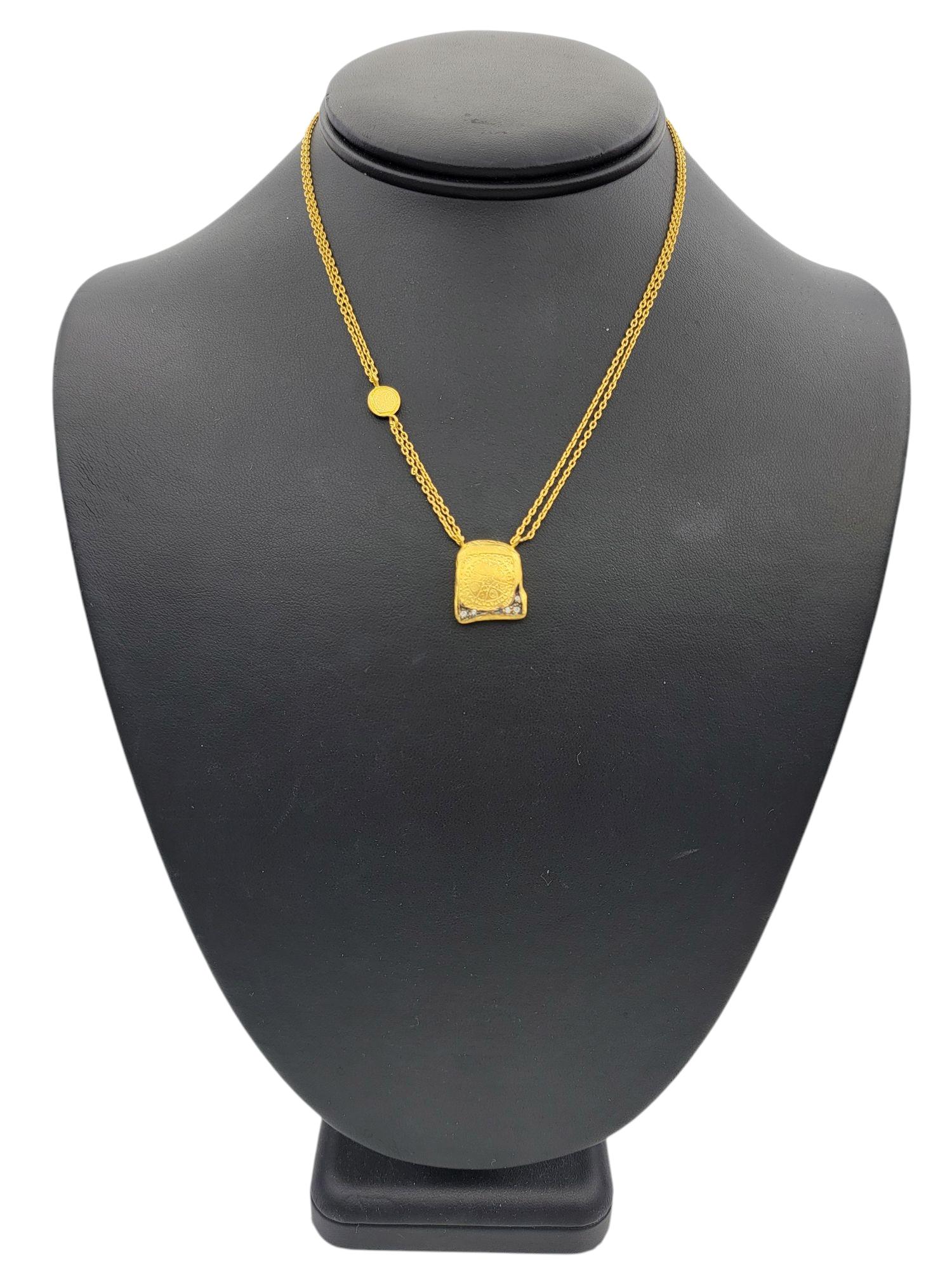 Collana con ciondolo a doppia catena con diamanti in oro giallo 23,65 carati in vendita 5