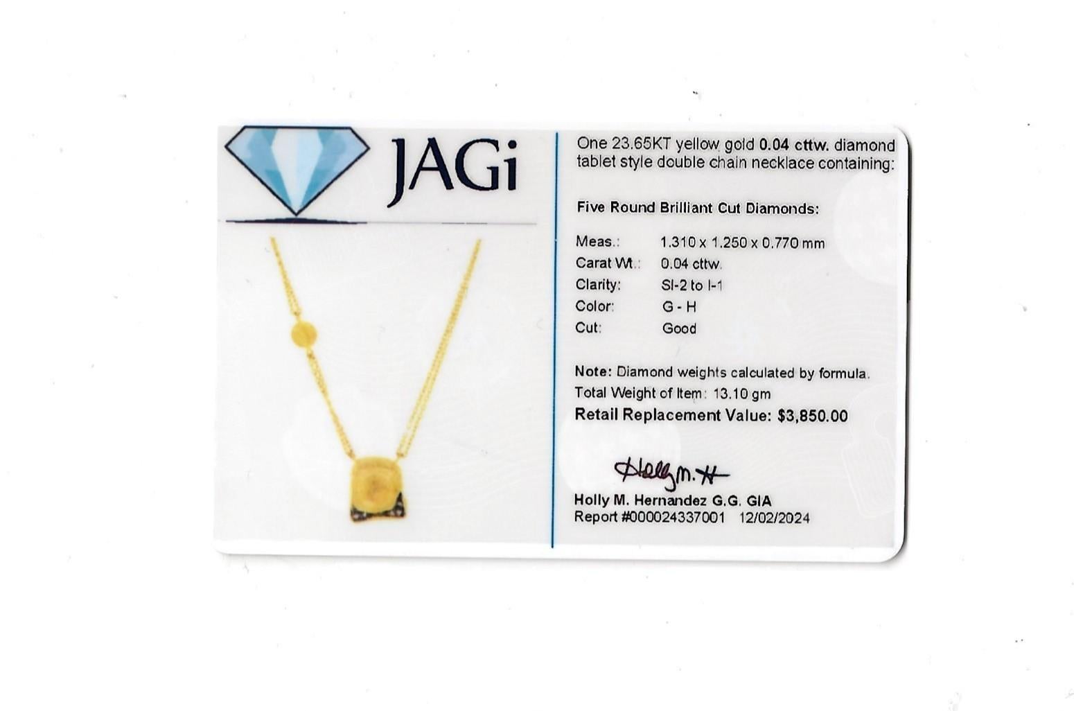 Collana con ciondolo a doppia catena con diamanti in oro giallo 23,65 carati in vendita 6