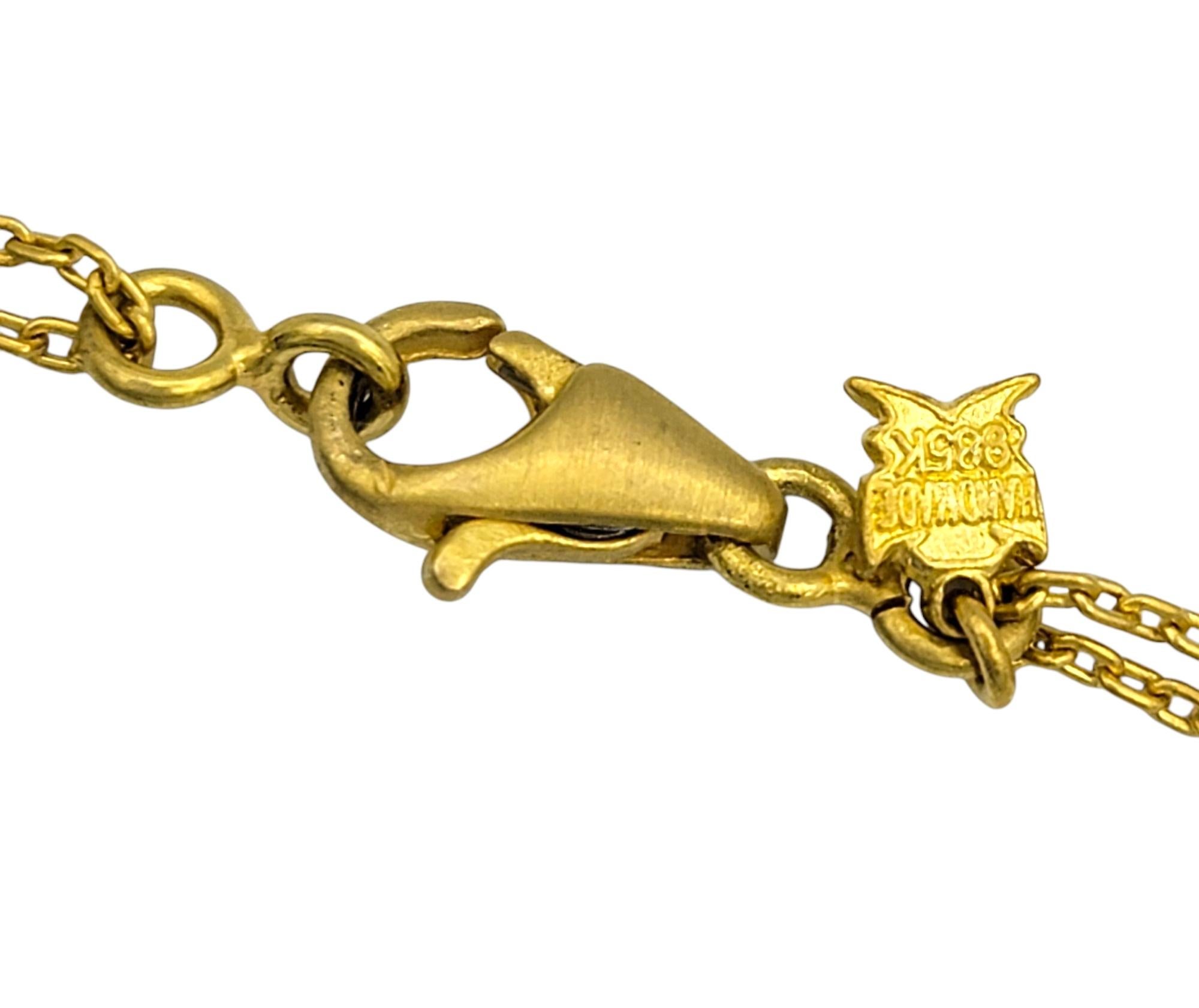 Collana con ciondolo a doppia catena con diamanti in oro giallo 23,65 carati in vendita 1