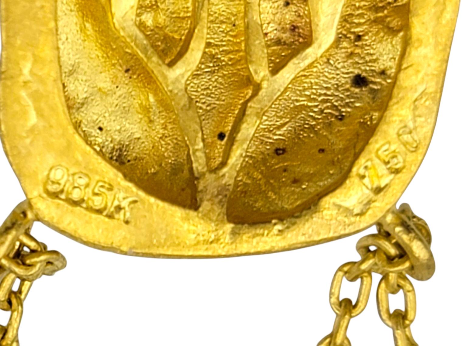 Collana con ciondolo a doppia catena con diamanti in oro giallo 23,65 carati in vendita 3